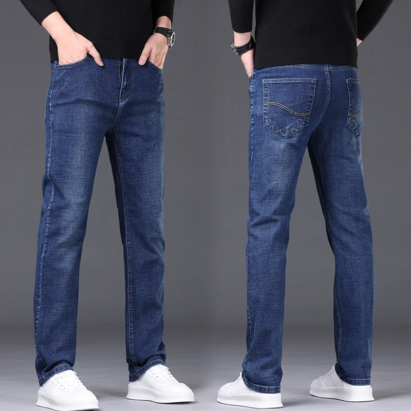 Spring/Summer Men's Comfortable Breathable Slim fit denim pants Straight leg thin jeans