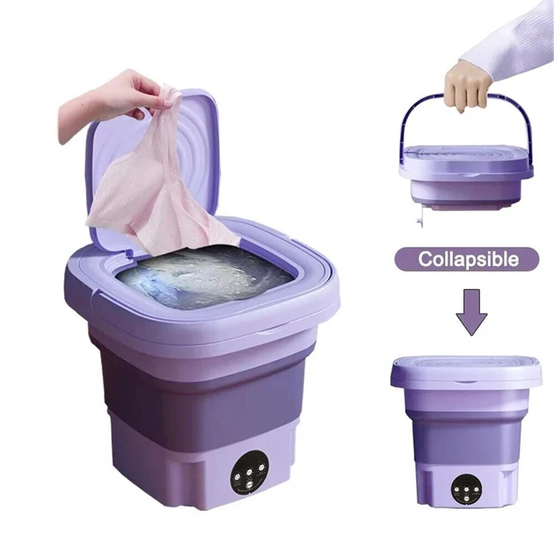 Hot Folding Portable Washing Machine Big Capacity with Spin Dryer Bucket for Clothes Travel Home Underwear Socks Mini Washer 5