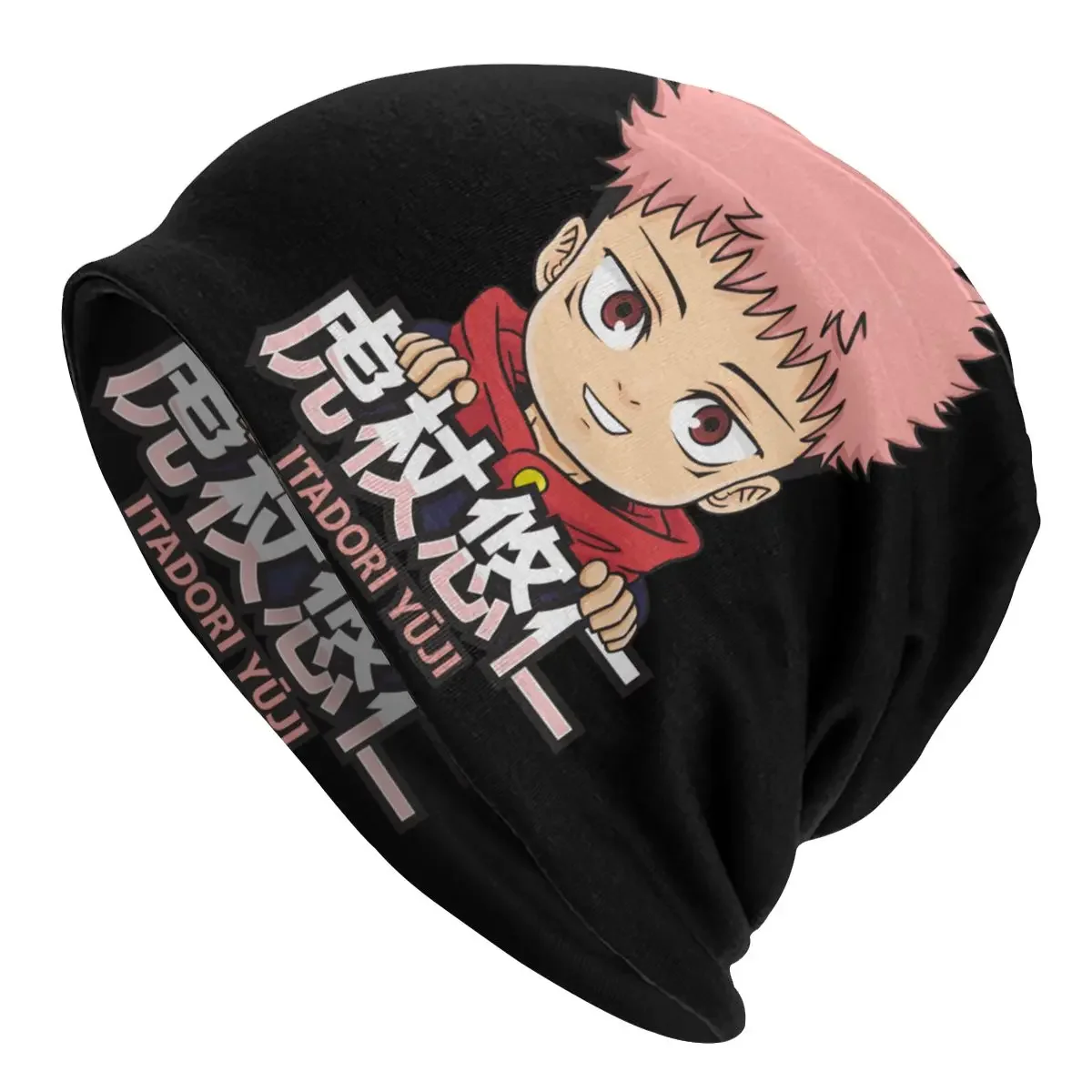 

Jujutsu Kaisen Anime Itadori Yuji Chibi Kanji Bonnet Femme Street Knitted Hat For Men Women Winter Warm Manga Beanies Caps