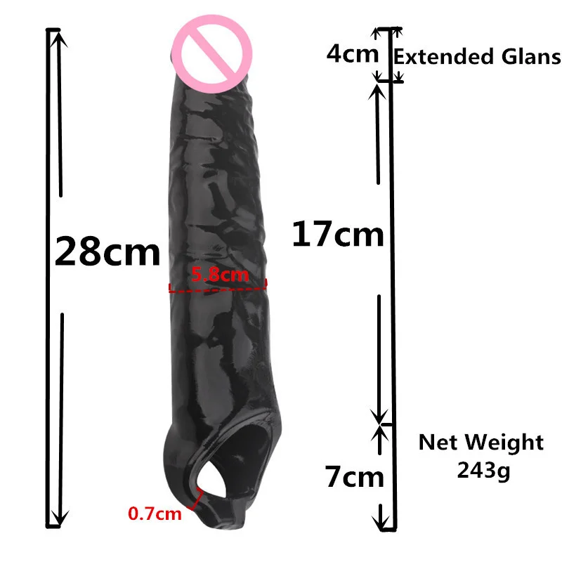 Reusable Penis Sleeve Big Penis Extender Condom Cock Extension Dick Enlargemen Sex Toys For Men Enlargement