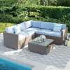 4-piece Outdoor Combination Sofa Courtyard Furniture with Blue Thick Cushion, Courtyard Conversation Set Outdoor Willow Sofa 1