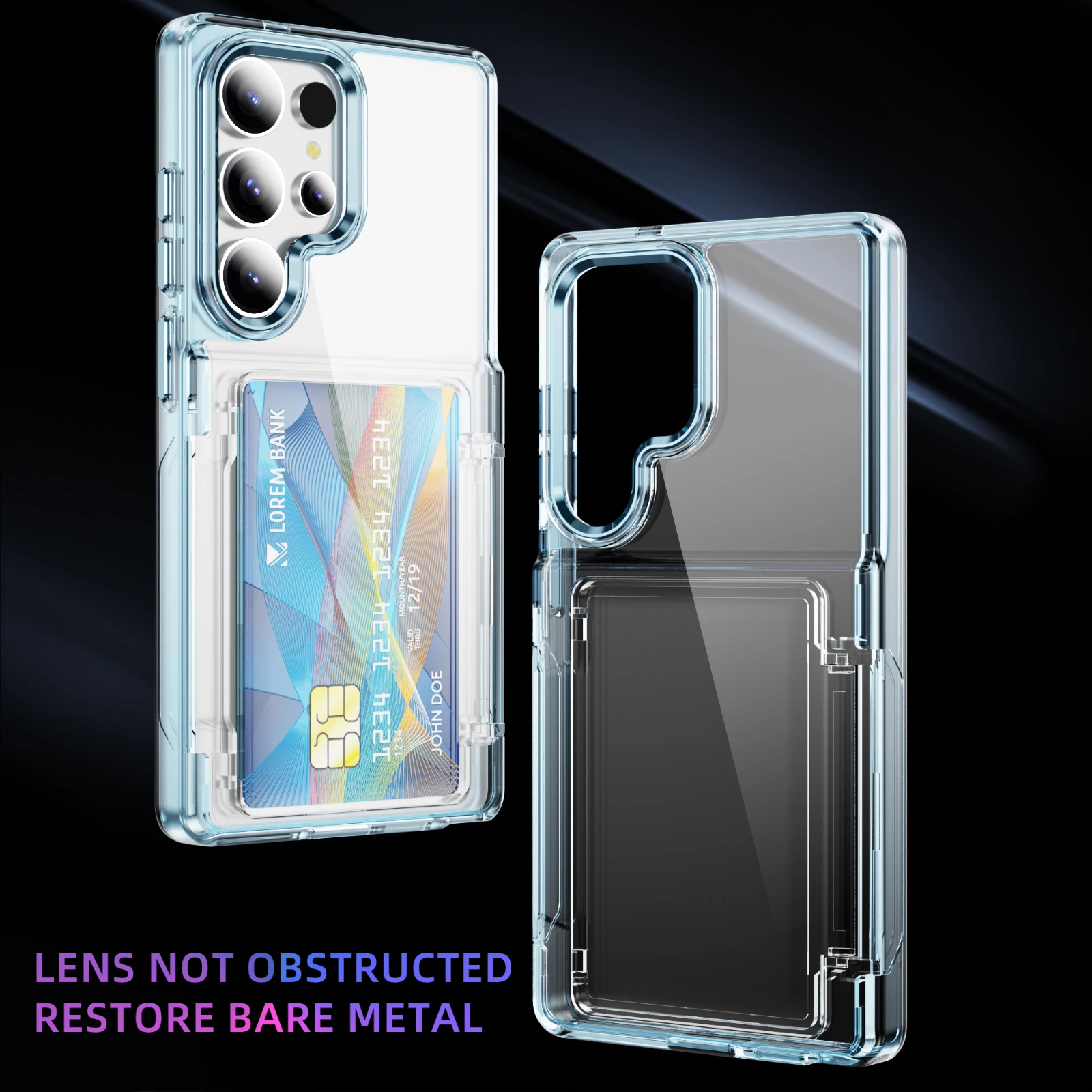 Luxury Transparent Stand Shockproof Phone Case with Card Slot Holder
