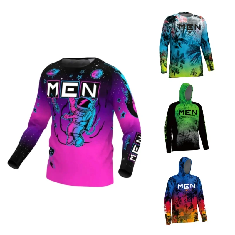 Fishing Shirts Clothing Long Sleeve Sun Protection UV Breathable Angling T-Shirt Men Fishing Wear T-Shirt Ventilate Quick-Drying