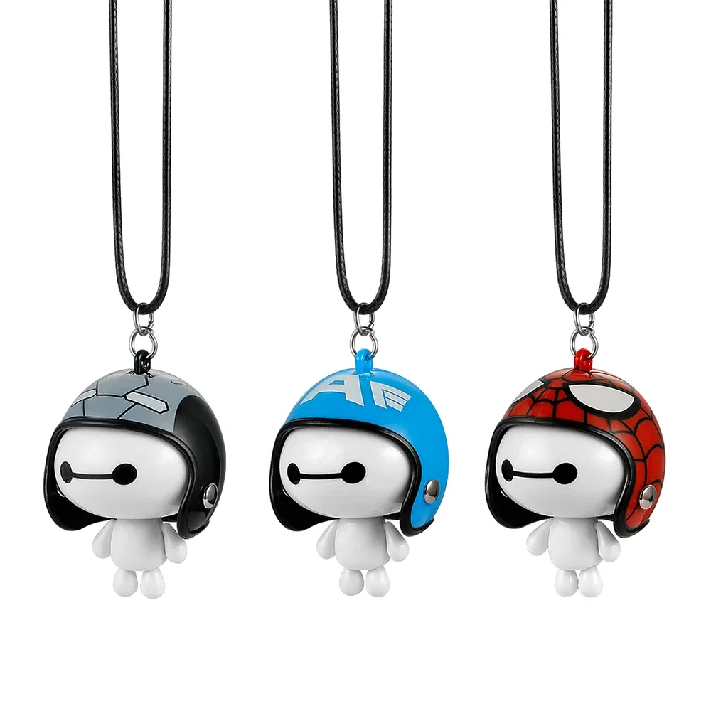 자동차 펜던트 귀여운 헬멧 Baymax 로봇 인형 매달려 장식품 자동차 백미러 서스펜션 장식 액세서리 선물