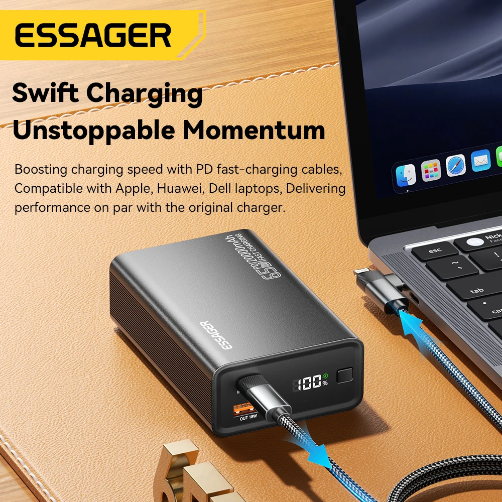 Essager Power Bank 20000mAh Portable PD 65W