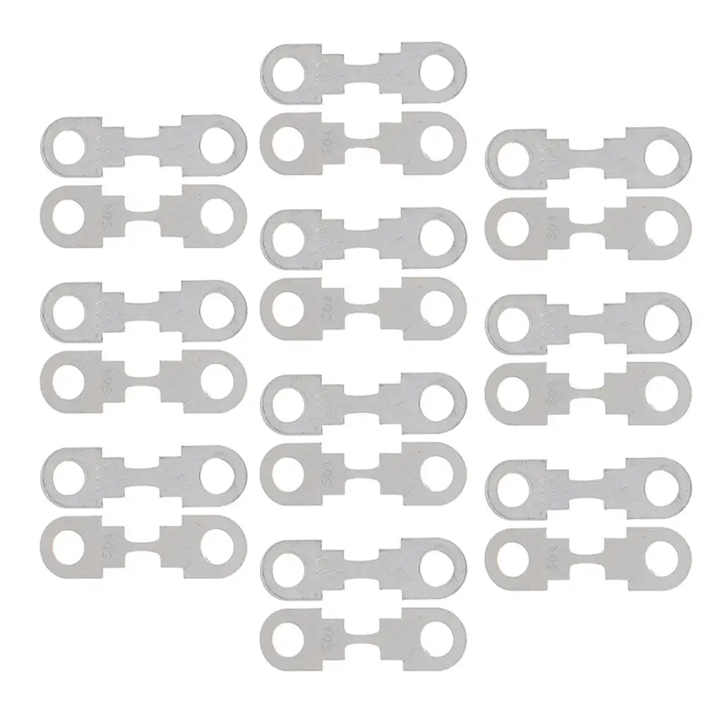 20PCS 12V 60A 50A Car Flat Metal Fuse Strip 42X12mm Silver for VW for audi SEAT