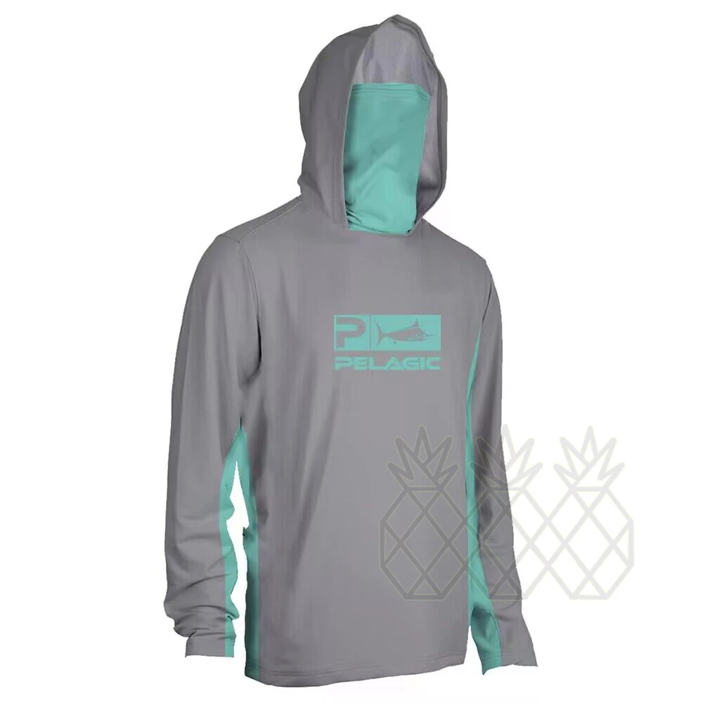 PELAGIC Fishing Hooded Shirt MEN Fishing Mask Long Sleeve Sun Protection  UPF 50+Sweatshirt Tops Camisa De Pesca Fishing Jersey - AliExpress