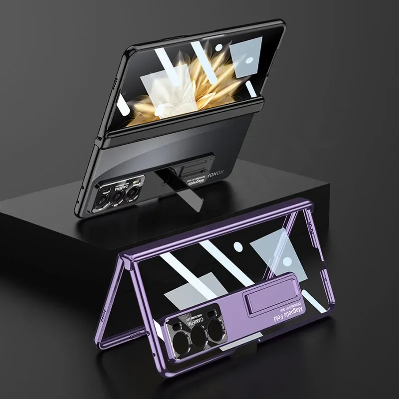 Luxury Plating Transparent Case for Honor Magic V2 Magnetic Hinge Outer Screen G