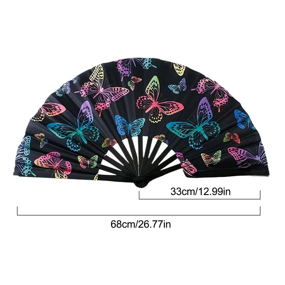 33cm Kung Fu Fan UV Printing Fluorescent Fan Bamboo Bone Fan Handheld Large Bamboo Fan Wall Decoration 6