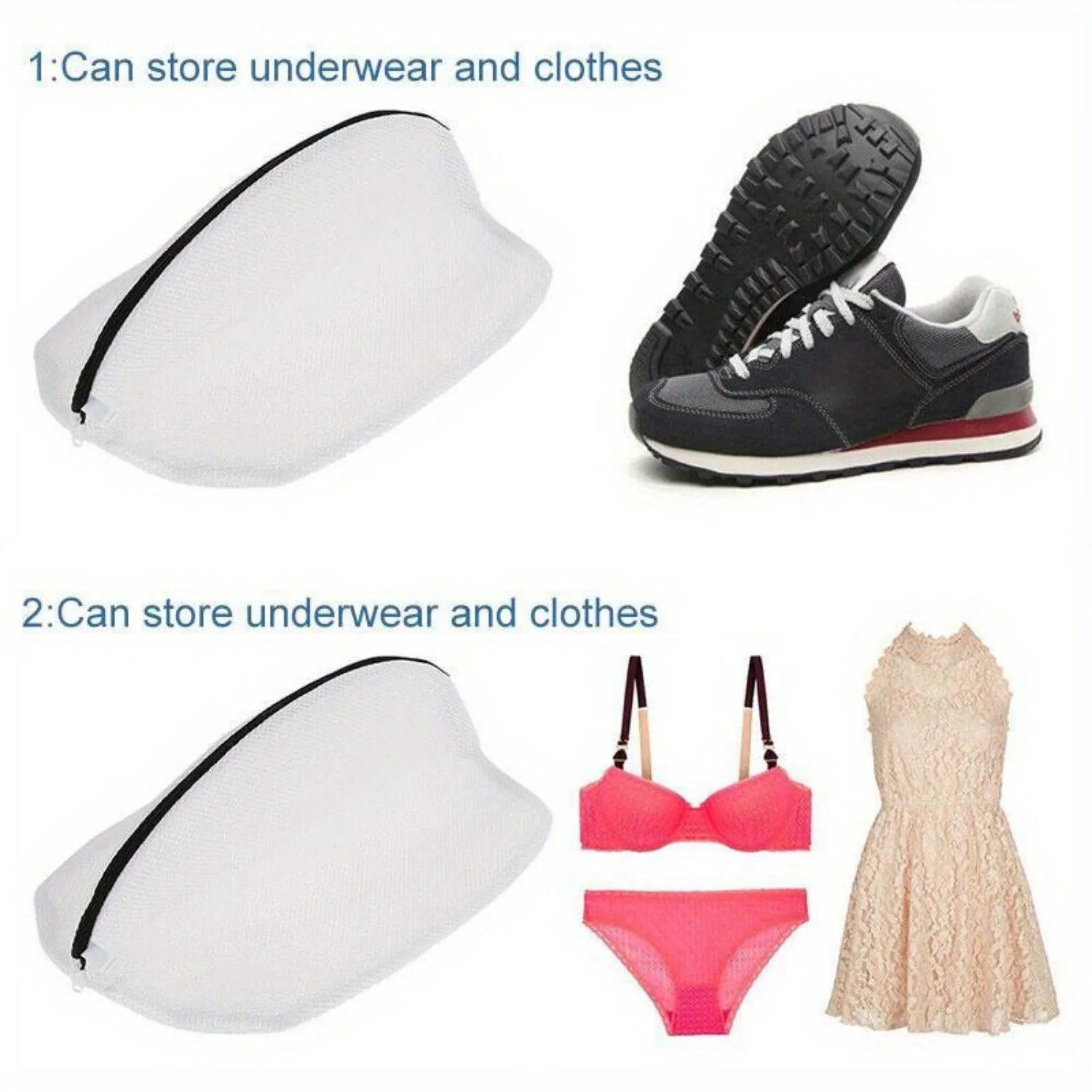 1PC Mesh Laundry Bag Zips Shoe Washing Bag 6