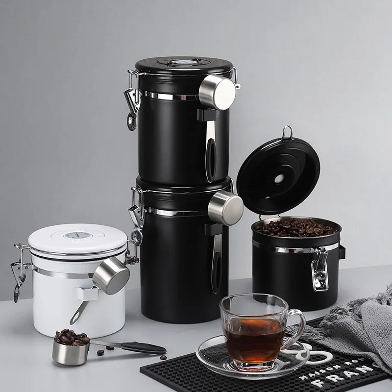 Stainless Steel Airtight Coffee Container Storage Canister Set jar With Scoop For Beans Tea 1.8L | Дом и сад