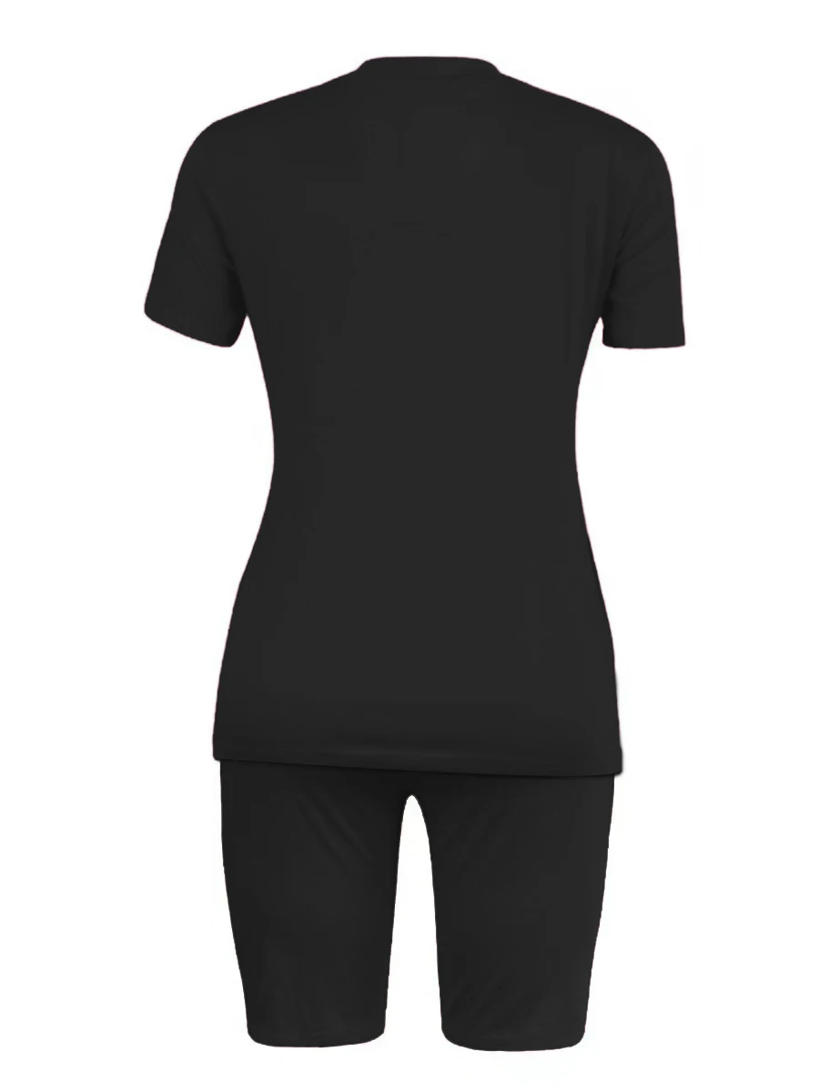 LW Plus Size matching sets Letter Print Shorts Set Pullover short sleeve T-shirt + short sets summer casual Tracksuit women's