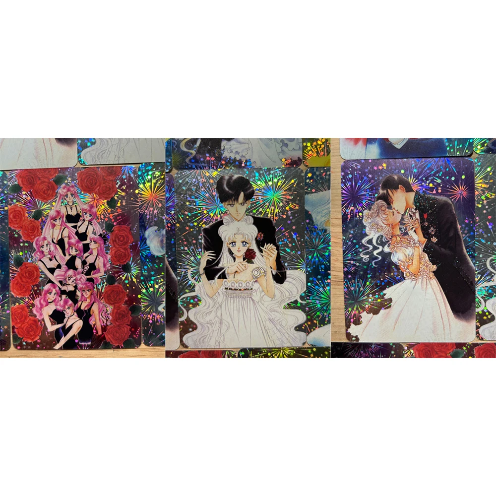 10Pcs/set Diy Tsukino Usagi Chiba Mamoru Chibiusa Original Painting Double-Sided Flash Card Classic Anime Collection Cards Toy