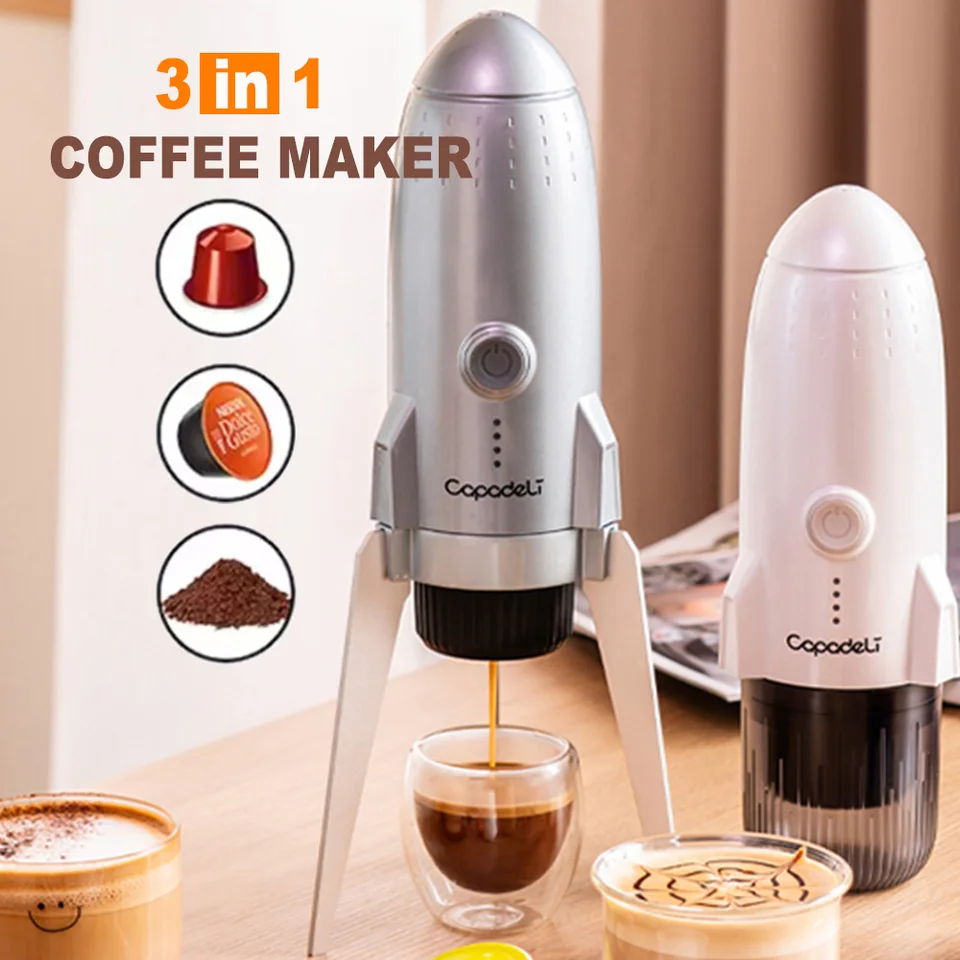 3-in-1 Draagbare Koffiezetapparaat Draadloze Elektrische Zelf Verwarming Capsules Pods Espresso voor Auto Home Office Camping Travel Maker 3in1