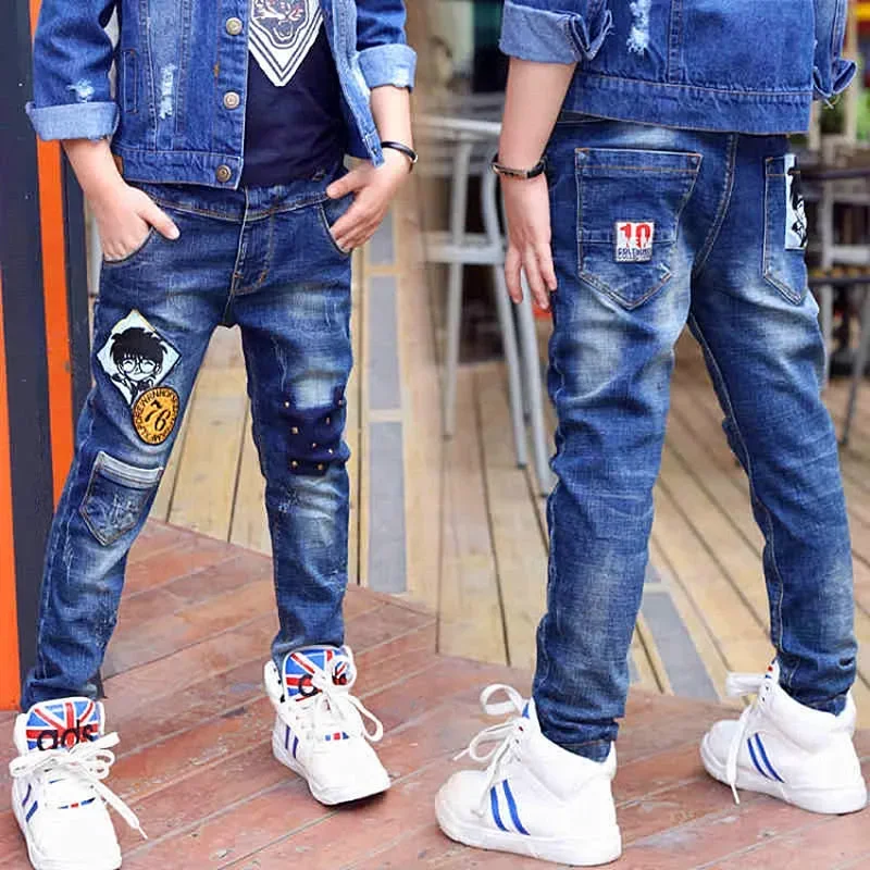 thumbnail image 1 of Pantalones vaqueros ajustados para adolescentes de 3 a 12 años, estilo informal, largos, para niños, regalo de cumpleaños, 1 of 5