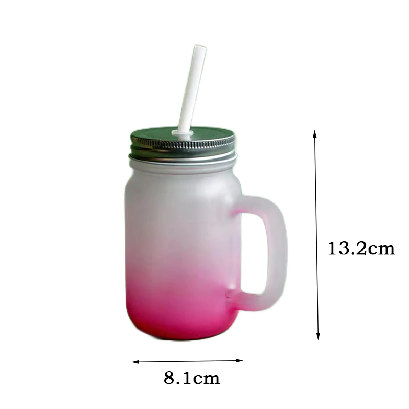 48pcs Custom 12oz Sublimation Frosted Glass Mason Mugs for DIY Printing Jar  Cup with Handle with Metal Lids and Plastic Straws - AliExpress