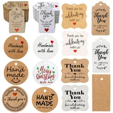 

300Pcs/pack Kraft Gift Tags thank you for Celebrating with Us labels handmade for wedding party decoration stationery gift label