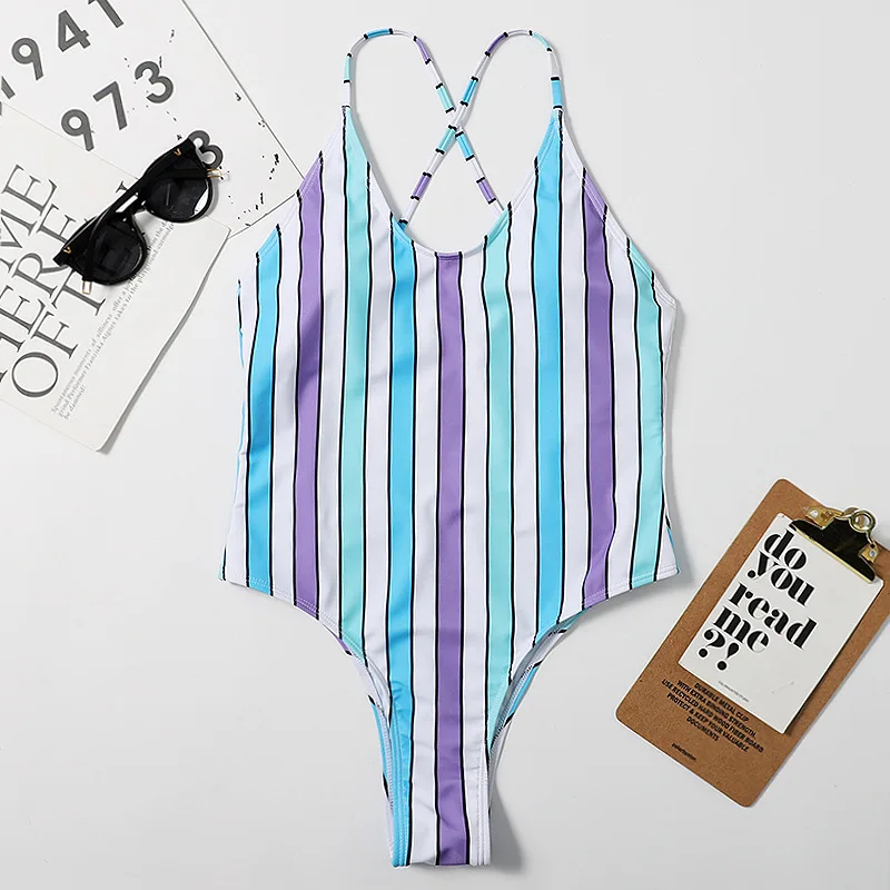One Piece Swimsuit Women Swimwear  Sexy Striped Bathing Suit Woman Bikini Swimming for Beach Wear Monokini Female Swimsuits