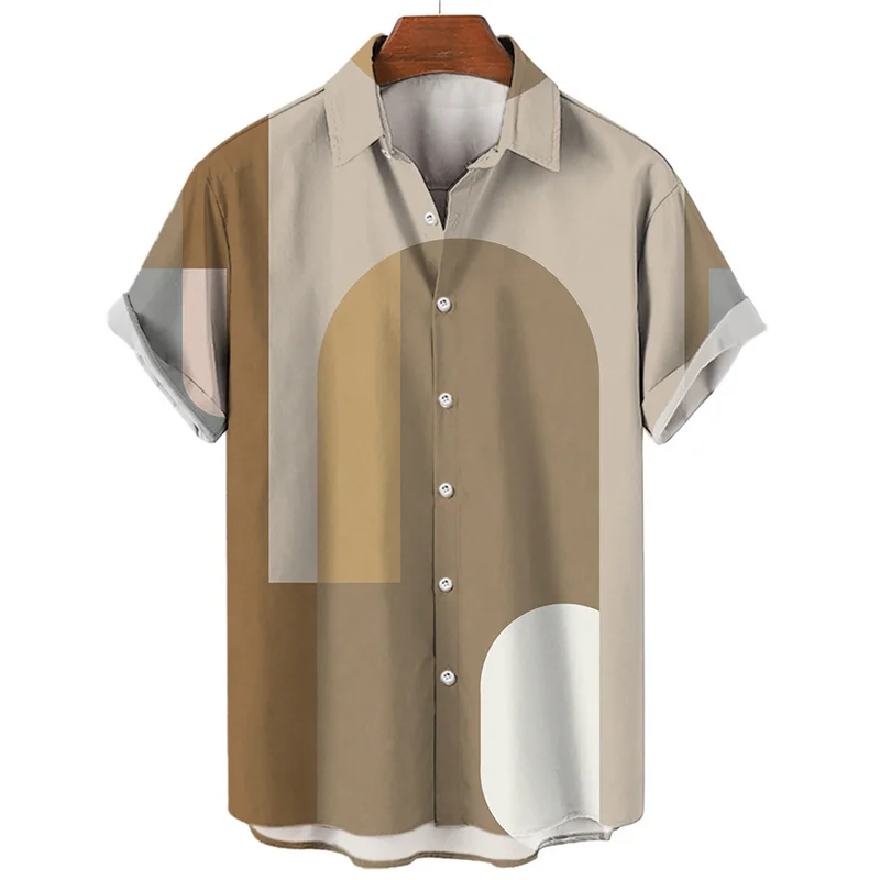 Summer Hawaiian men's Shirt Geometric Graphics 3D Printed Shirt Minimalist Design 2023 Men's Casual Top Street Short Sleeves 2