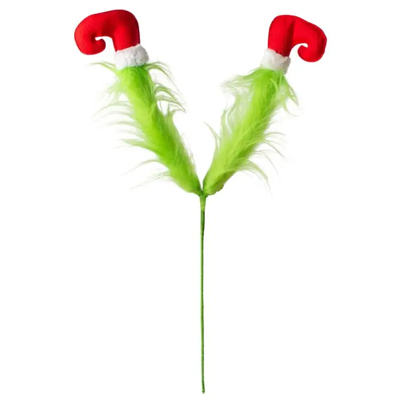 Decorazione Del Festival Di Natale Grinche Green Artificial Leg Tree Decor Con Palo Elf Leg Christmas Decor Ornament Party Supplies