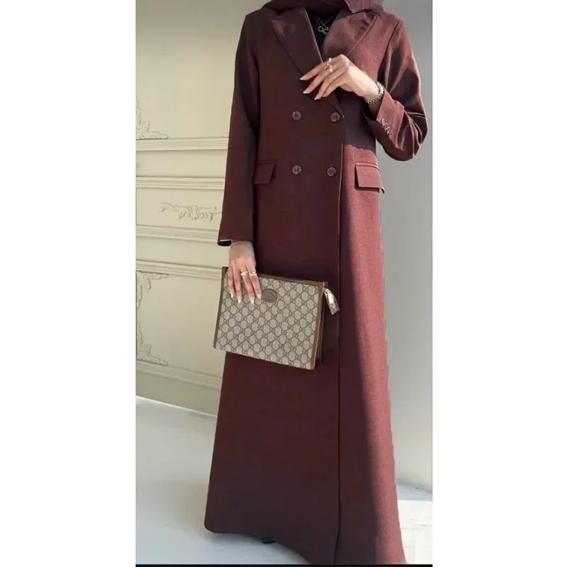Burgundy Women Jacket Fashion Floor Length Solid Outerwears Long Coat Casual Office Lady Wedding Party Blazer 1 Piece