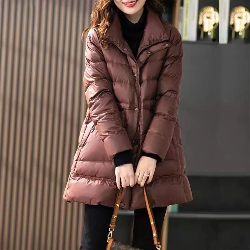 

Plus Size Thick Long Down Jacket Women Winter Ultra Light Jackets White Duck Coat Female Outwear Tops Q452