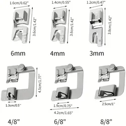 Narrow Rolled Hem Presser Foot Set - 3 - Piece (3mm, 4mm, 6mm) (6pcs)