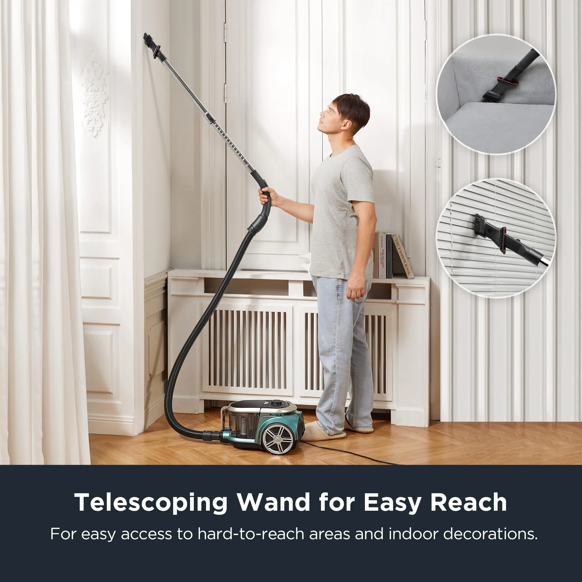 مكنسة كهربائية EUREKA Apollo 2000W سعة 2.2 لتر، مك...