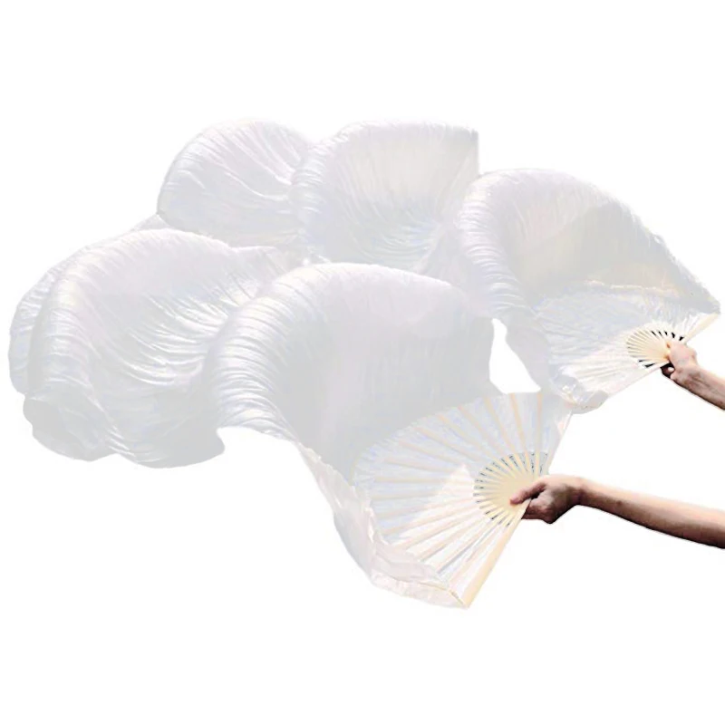 Silk Unisex Chinese Silk Veil Dance Fans 1Pcs Belly Dance Fans White Color 180X90cm