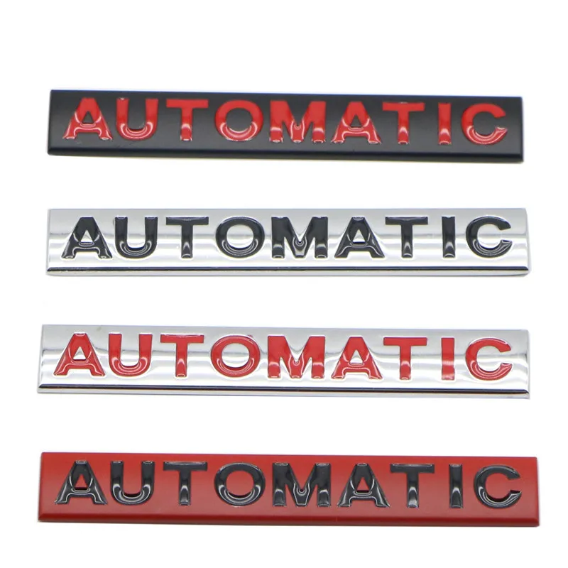 

3D Car Fender Badge Trunk Decal Metal Black Red Chrome Logo AUTOMATIC Emblem Car Styling AUTOMATIC Modification Sticker Accessor