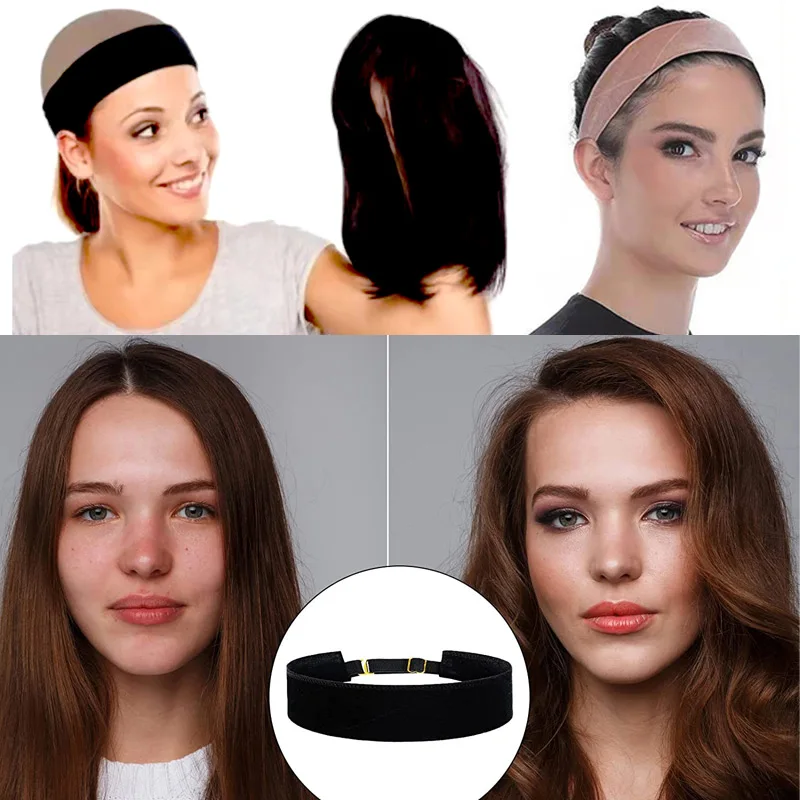 No-Slip Wig Grip Band Transparent Silicone Wig Band Comfort Head Hair Band  Extra Hold Wig Headband Adjustable Women Hair Wig Band(Light brown)