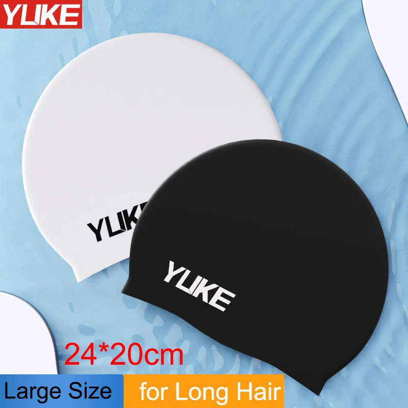 

YUKE Solid Silicone Swimming Cap Large Size for Long Hair Big Hear Women Men Children Waterproof Ears Protective Girls