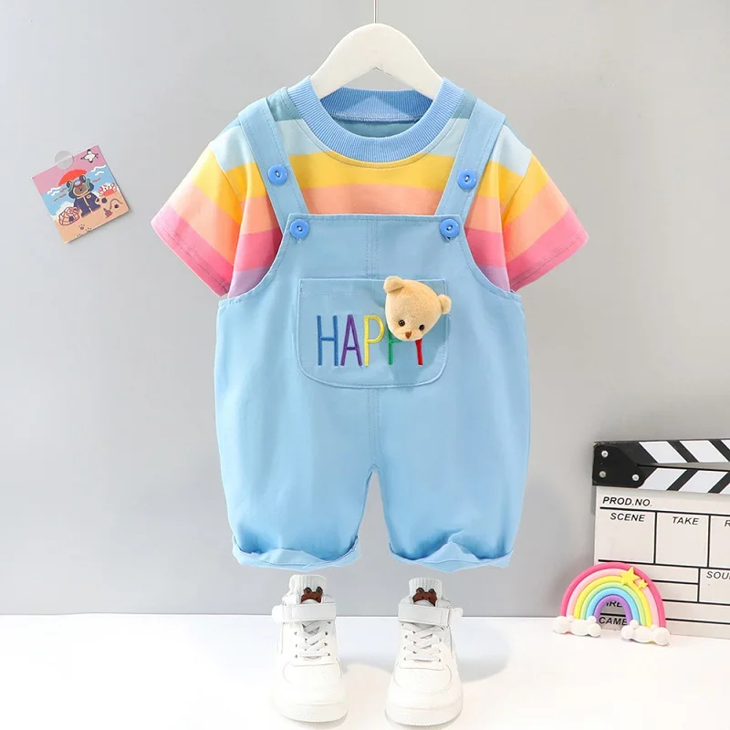 Newborn Baby Girls and Boys Clothing Suit For Spring summer Grils Bows Set New Cute Overalls Baby Clothing Set For Boys Clothes Baby Clothing Set classic