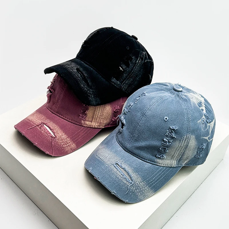 Neue Unisex Gradient Retro gebrochenen Stil Baseball mützen atmungsaktive persönliche Sonnenschutz Not Peaked Caps vielseitige Mode im Freien