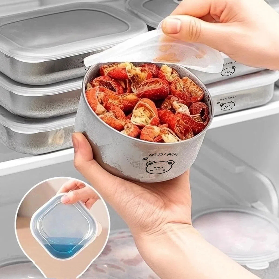 WORTHBUY 304 Stainless Steel Food Containers Refrigerator Sealed Fresh-Keeping Box Large Capacity Food Storage Box For Kitchen