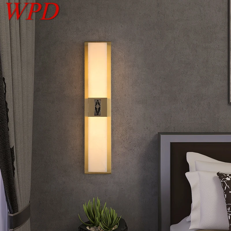 

WPD Brass Wall Light LED Modern Luxury Marble Sconces Fixture Indoor Decor for Home Bedroom Living Room Corridor