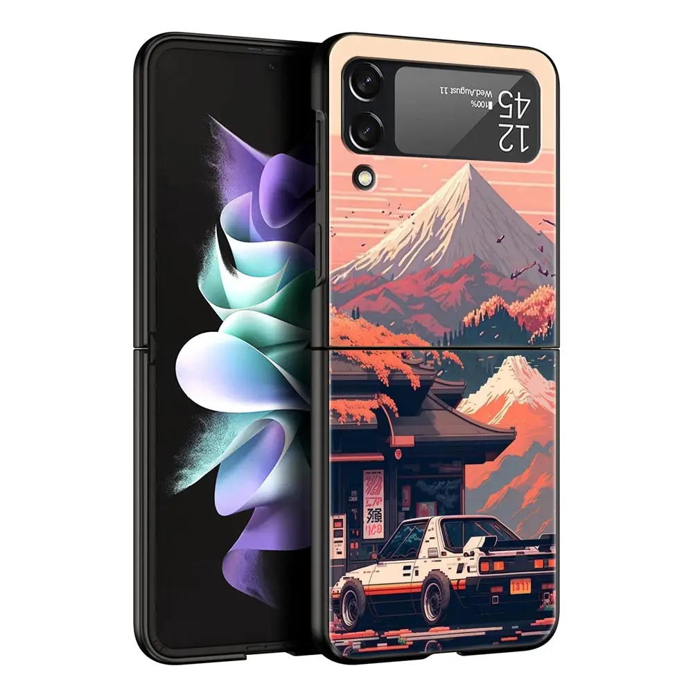 JDM Tokyo Drift Sports Car Black Folding Phone Case