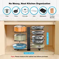 Pot Rack Organizer Under Cabinet,8 Tier Adjustable Pot Organizers Inside Cabinet,Pan Storage Organizer Rack for Storing Pots Pan 2