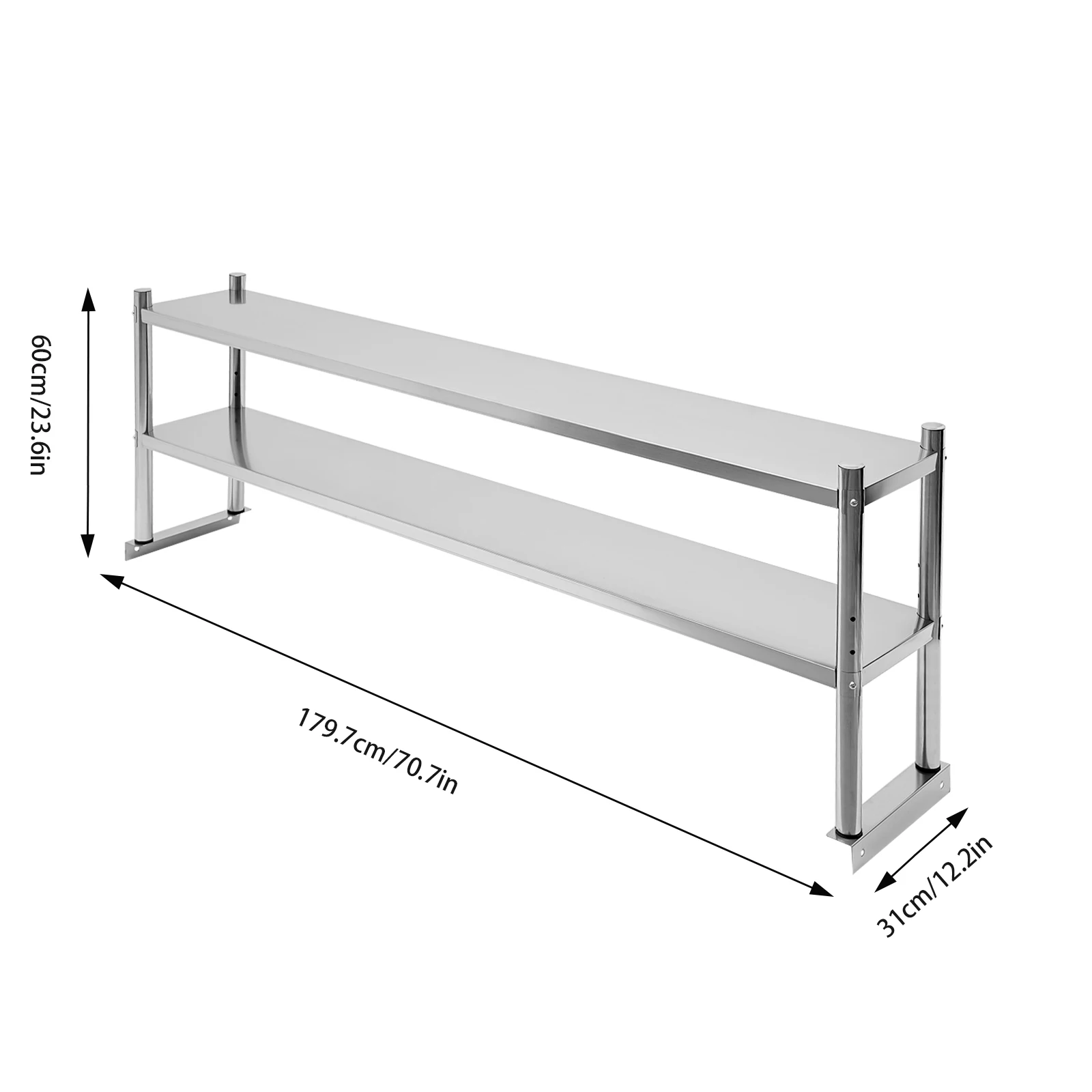 Stainless Steel Shelving 2 Tier Adjustable Shelf Storage Stainless Steel Heavy Duty Shelving