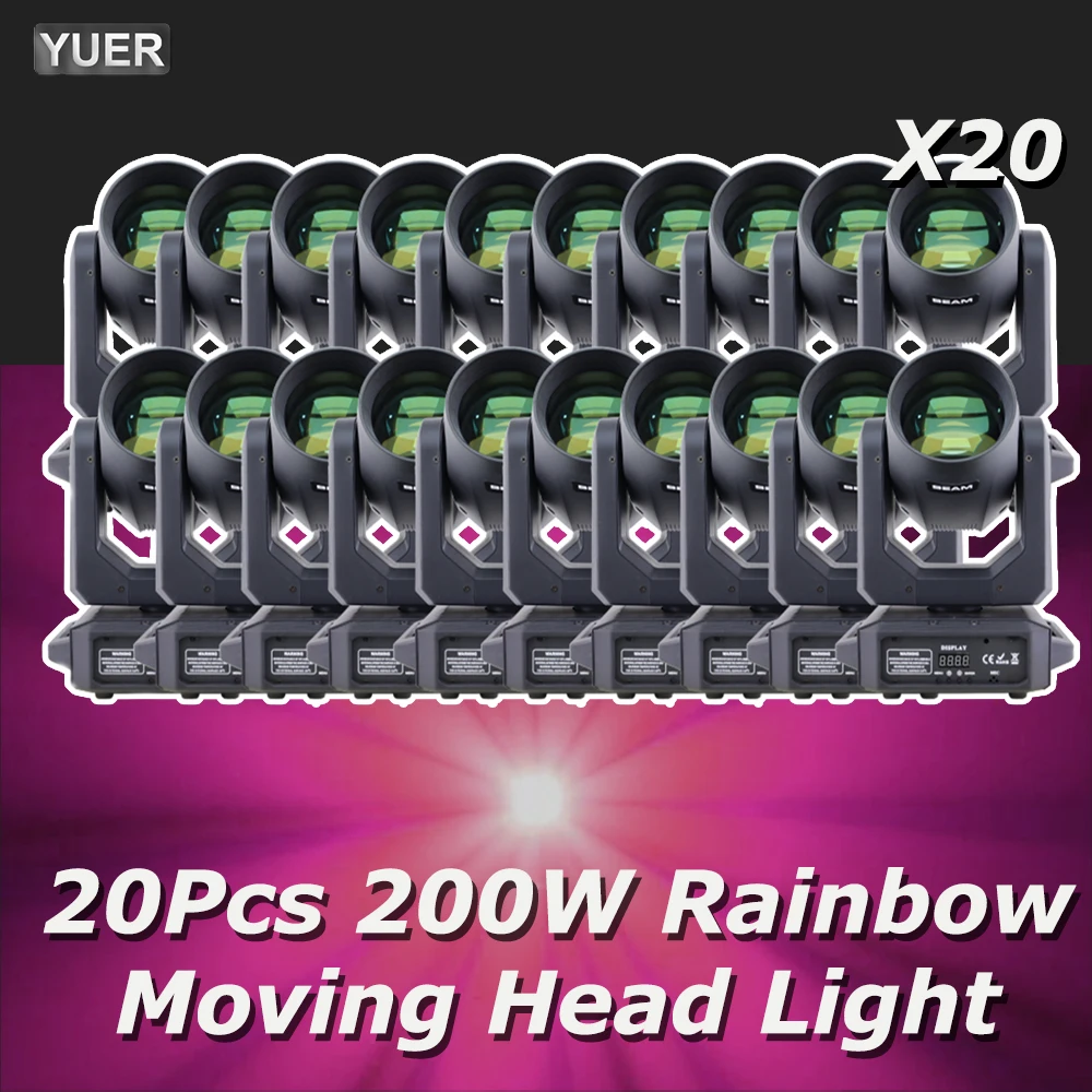 20 unids/lote nuevo haz de luz LED con cabezal móvil de 200W + punto + 18 prismas giratorios + efecto arcoíris Dj Dmx efecto de luz de escenario barra de discoteca