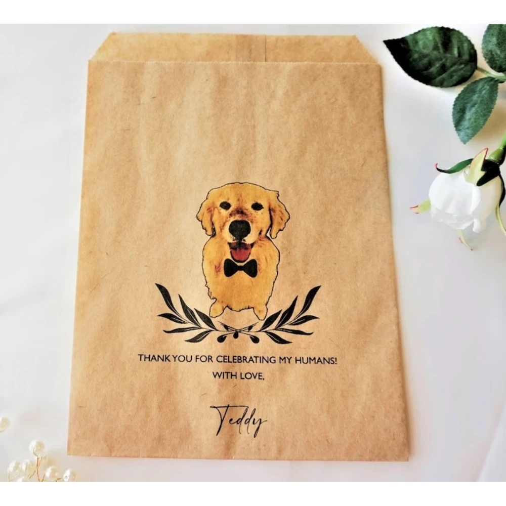 

Wedding Treat Bags, Pet Wedding Custom Photo, Goodie Bags, Candy Bar, Doggie Bag, Thank You Celebrating My Humans, Bridal Shower