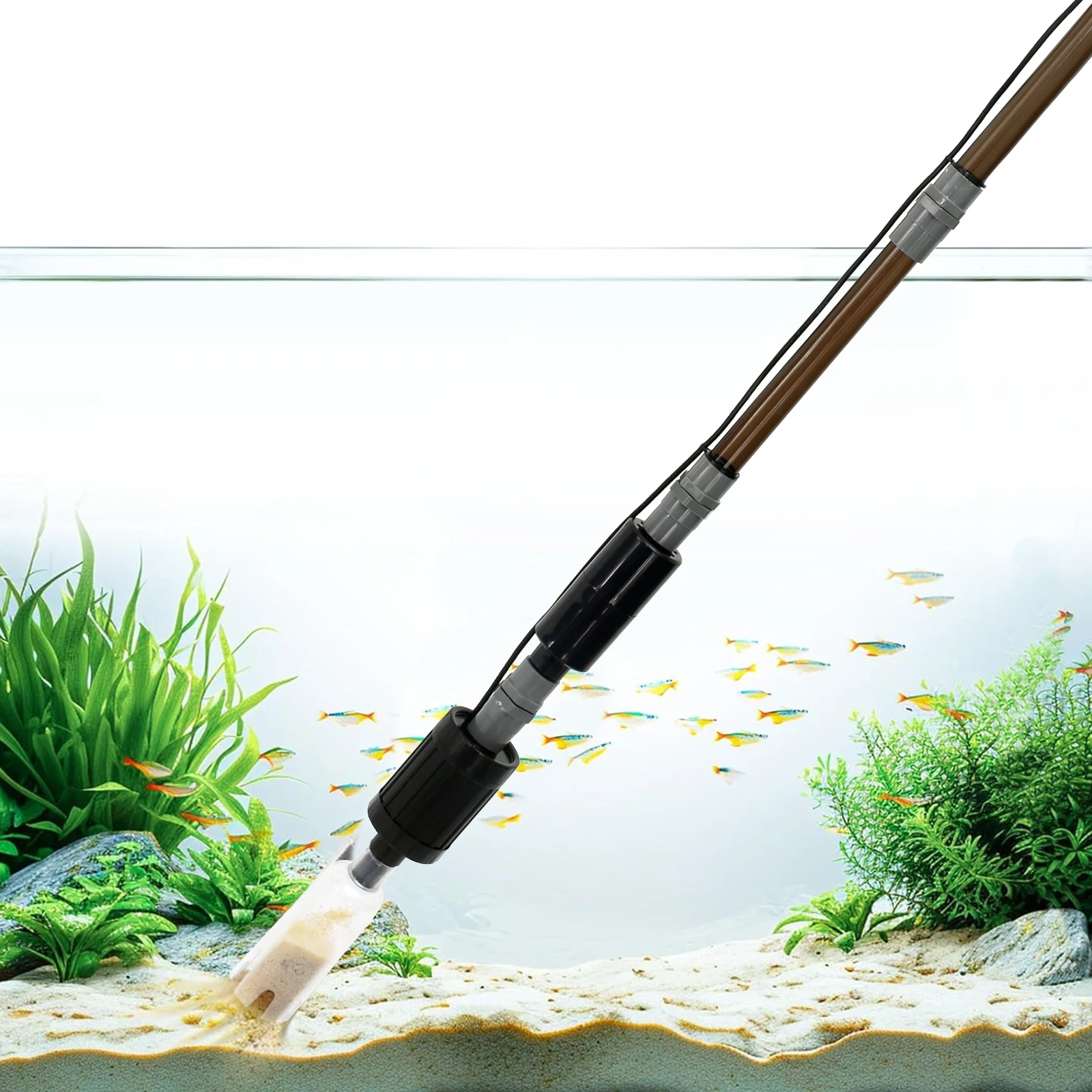 

New Aquarium Gravel Cleaner with Strong Suction Electric Fish Tank Cleaning Tools 6 In 1 Fish Tank Gravel Cleaner Vacuum