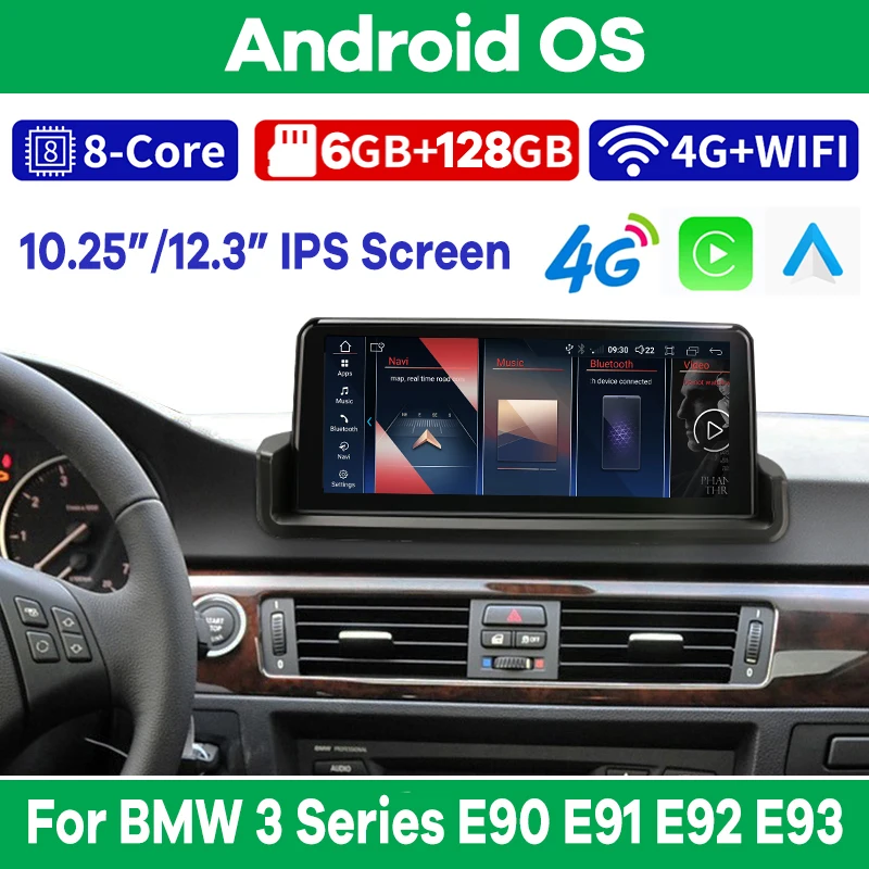 

10.25"/12.3" 6+128G Android 13 Car Multimedia Player GPS for BMW 3 Series E90 E91 E92 E93 2005-2012 Auto Radio Stereo Video 4G