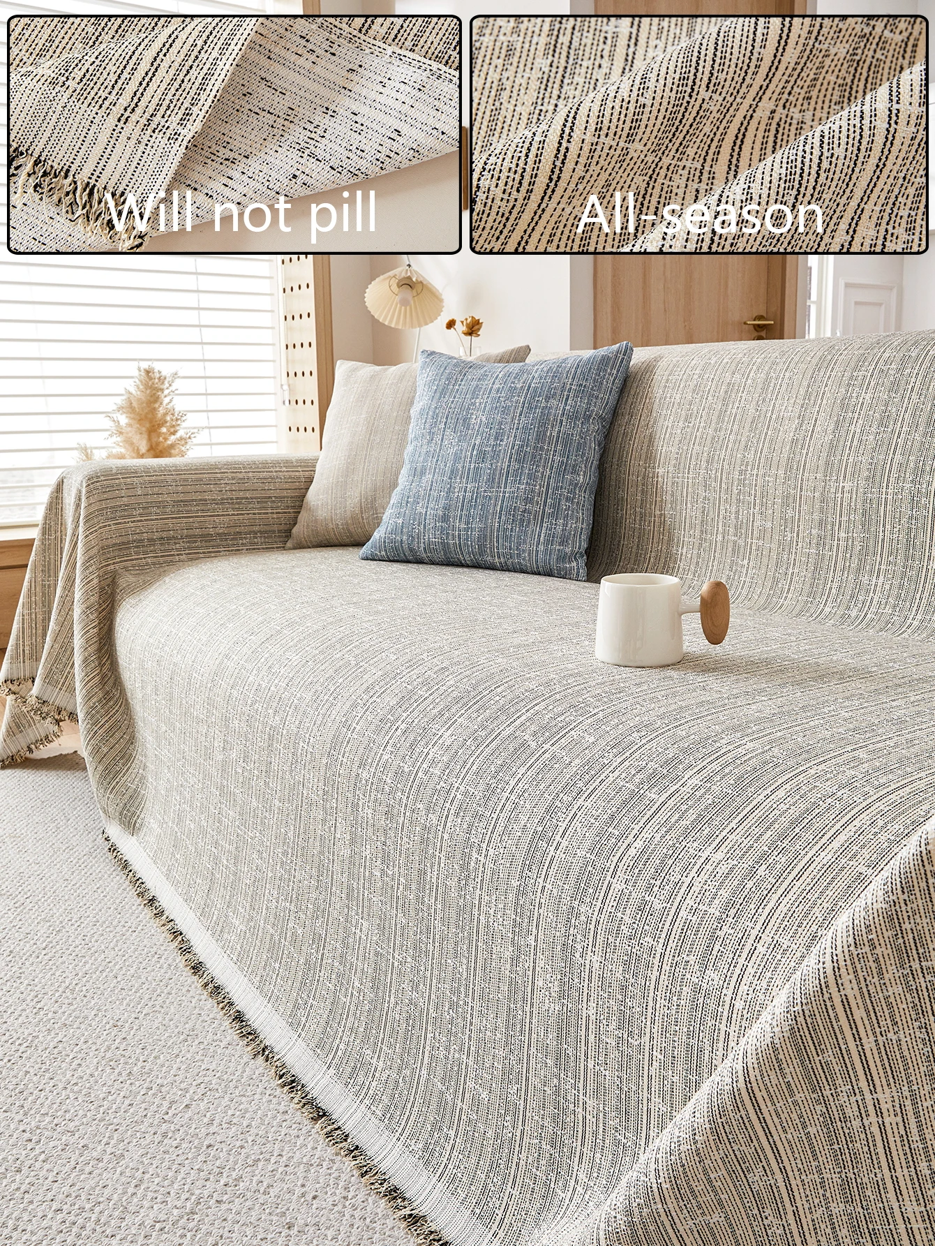 1PC Polyester Sofa Cover Blanket,Protection Sofa Anti-Cat Scratch Anti-Dirty All Seasons For Living Room Bedroom Office Cafe,Can Be Used In Home Decor 2