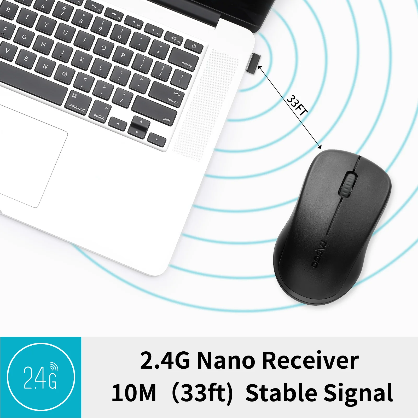 Rapoo 1680 Wireless Mouse 2.4G Portable Ergonomic 3 Buttons Silent Mice Laptop Computer PC Windows Mac Office wireless mouse ergonomic mouse