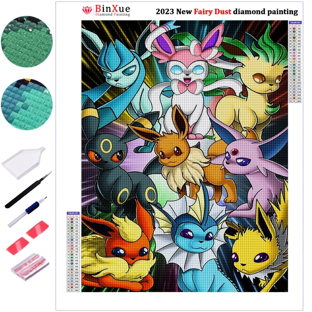 5D DIY Pokemon Diamond Painting Eevee Square Round Diamond Pikachu Picture  Cross Stitch Mosaic Embroidery Home Decoration Gift