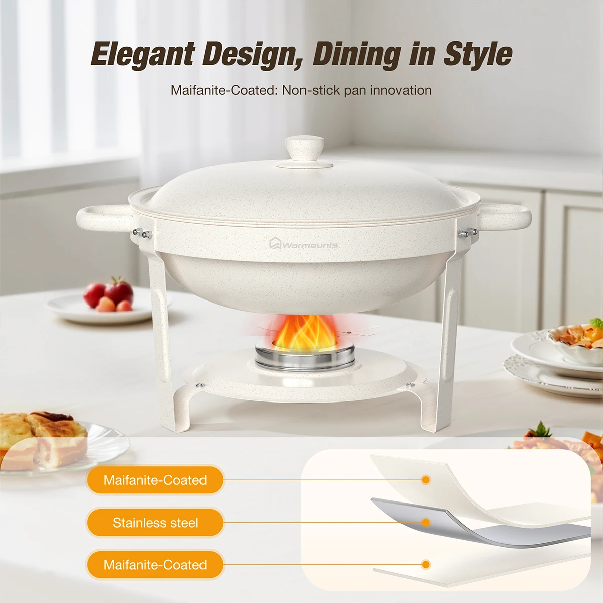 Stainless Steel White Chafing Dish Buffet Set with Lids