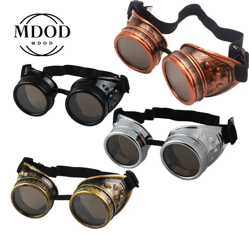 2021 새로운 패션 도착 선글라스 빈티지 스타일 Steampunk 고글 용접 펑크 안경 코스프레 브랜드 디자이너 5 색 렌즈