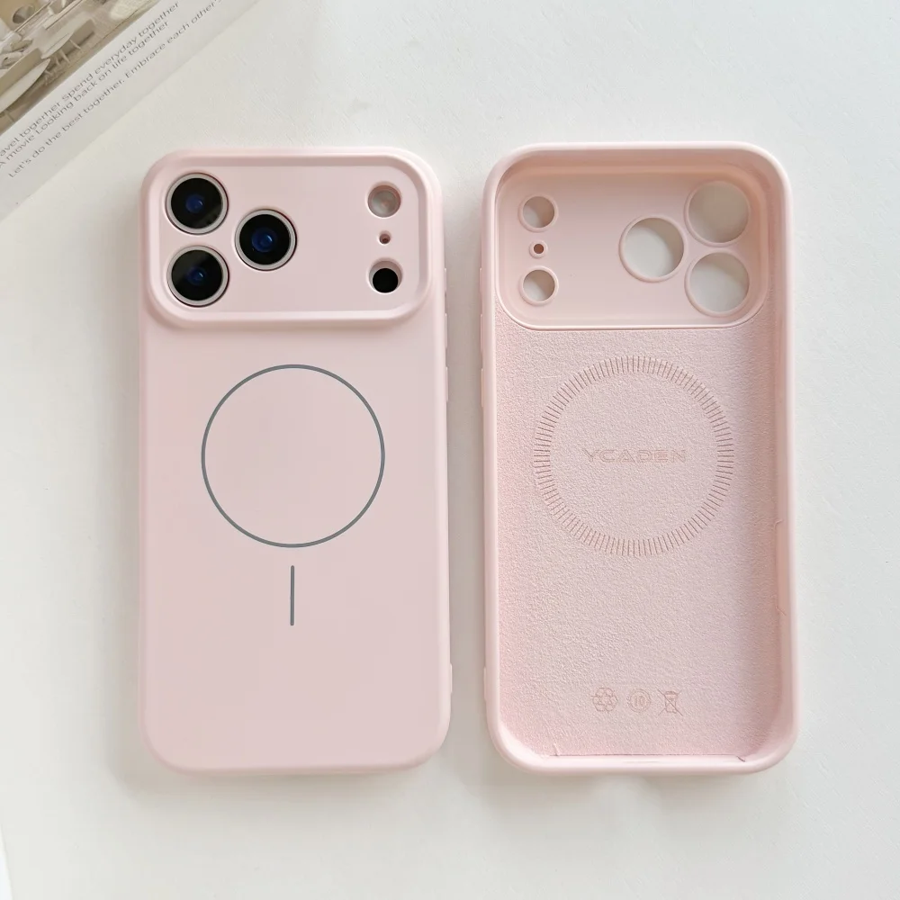 Soft Liquid Silicone Magnetic Phone Case with Shockproof Lens Protection and Magsafe Compatibility