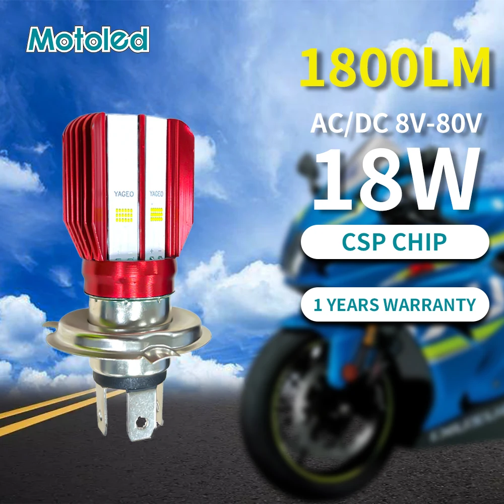 

MOTOLED 18W 1800Lm H4 HS1 LED Motorcycle Headlight Light Bulbs Accessories 6500K White Headlamp For Scooter Motorbike Mt03 Lamp